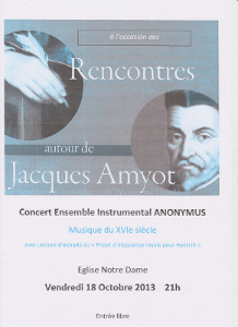 Affiche Jacques Amyot 2013