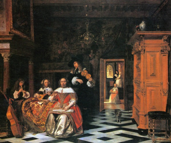 Pieter de Hooch, portrait d'une famille de musiciens